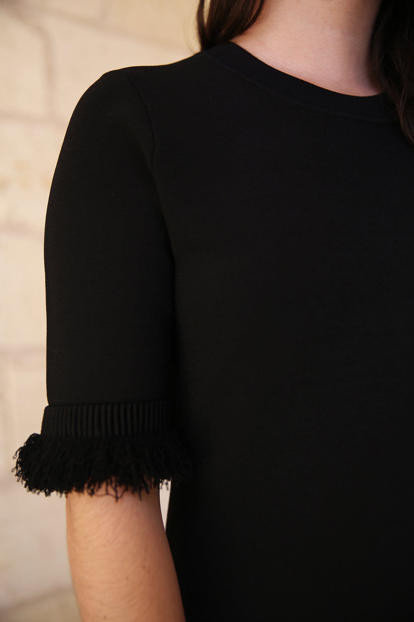 Vittoria Dress Plush Fringe Knitwear Onyx