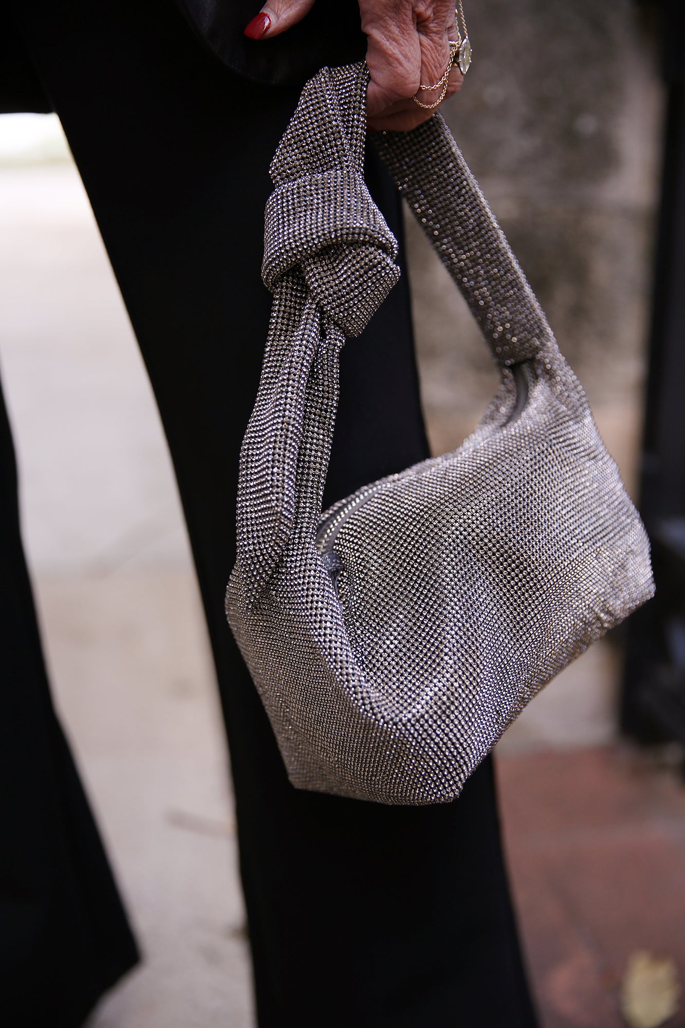 Waverly Crystal Mesh Mini Hobo Gun Metal