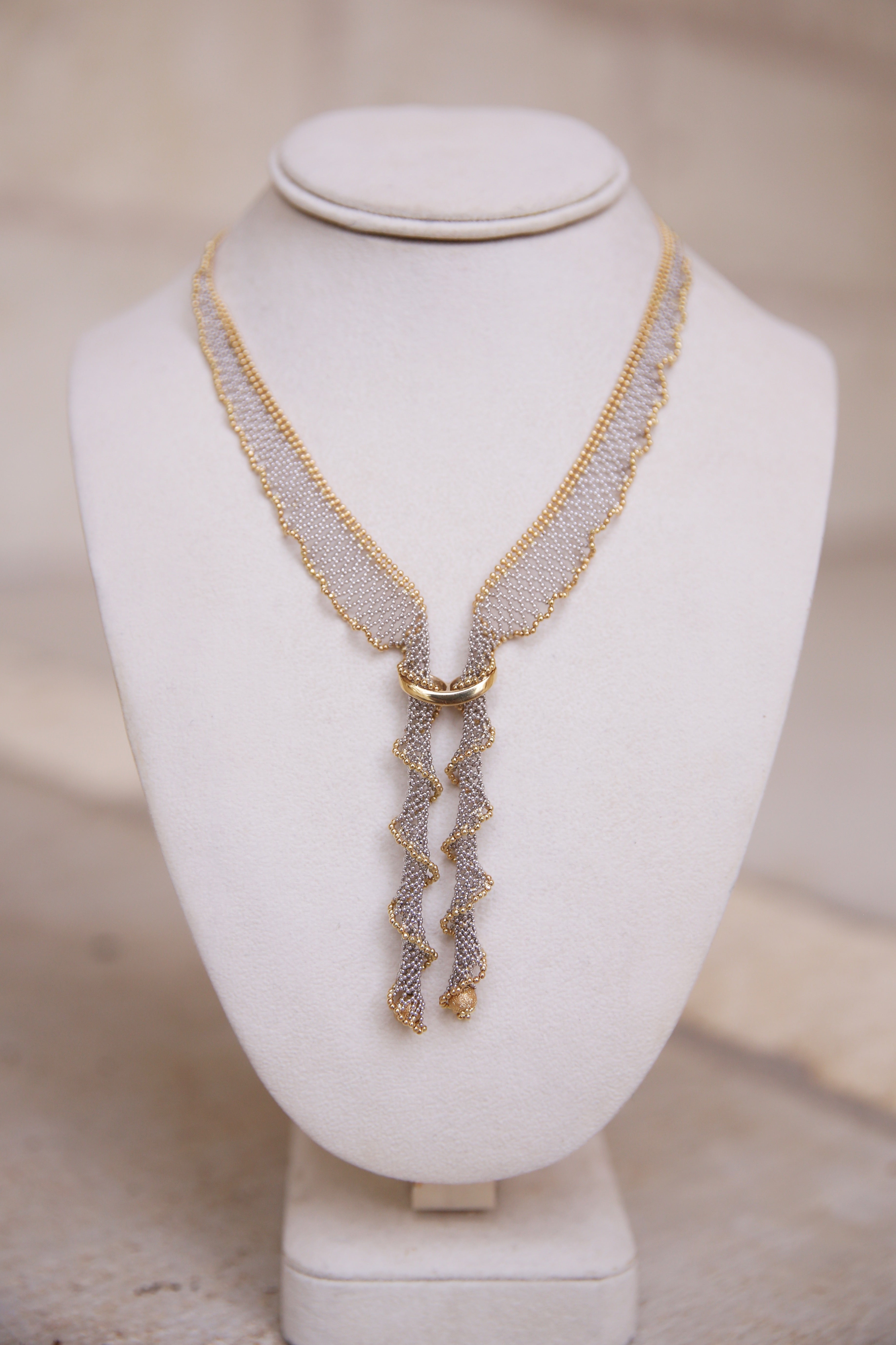 Woven 18K White and Yellow Gold Necklace