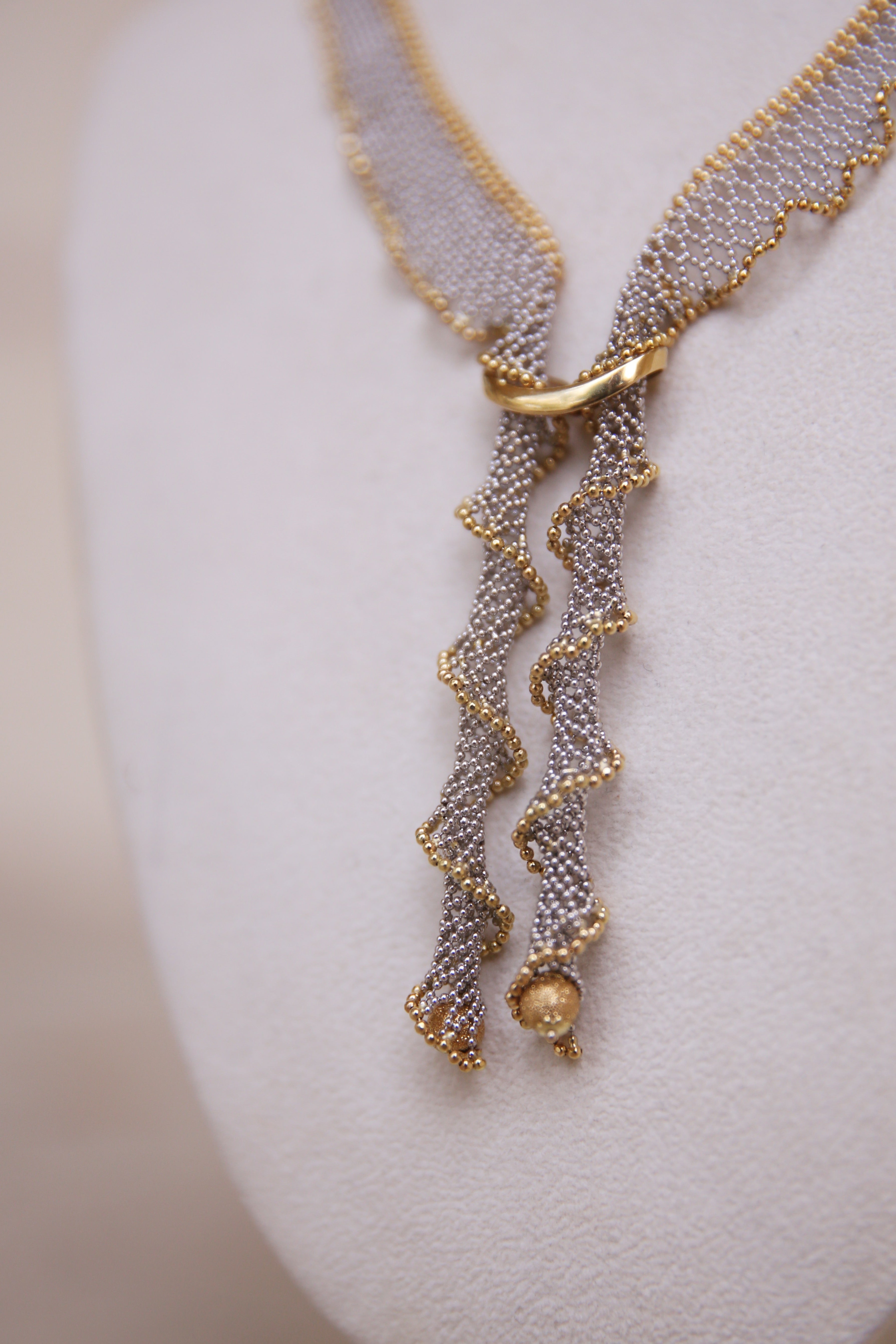 Woven 18K White and Yellow Gold Necklace