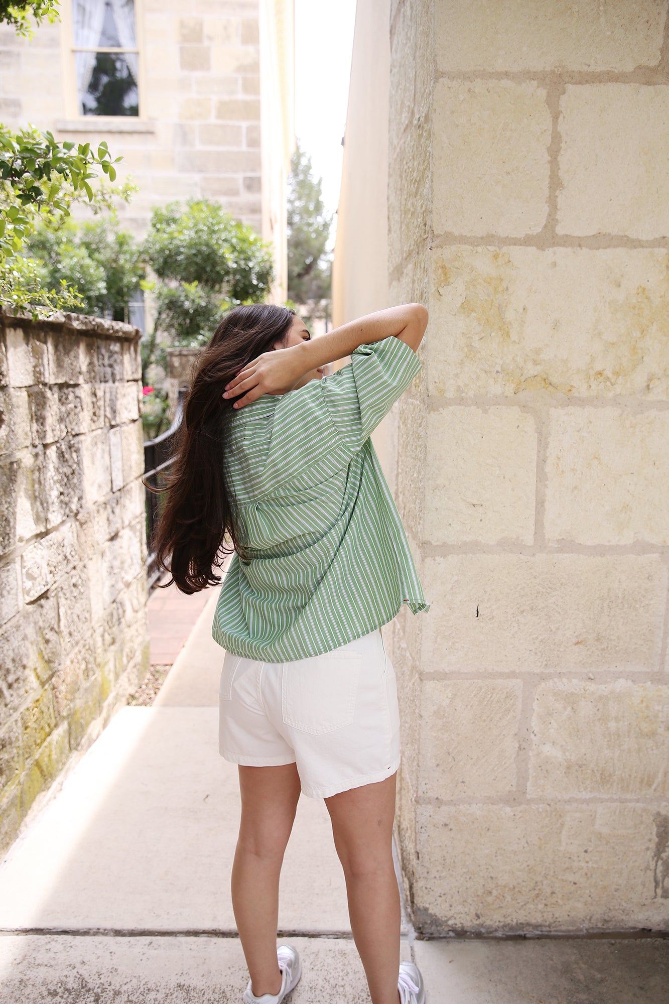 Gracie Shirt Matcha Stripe