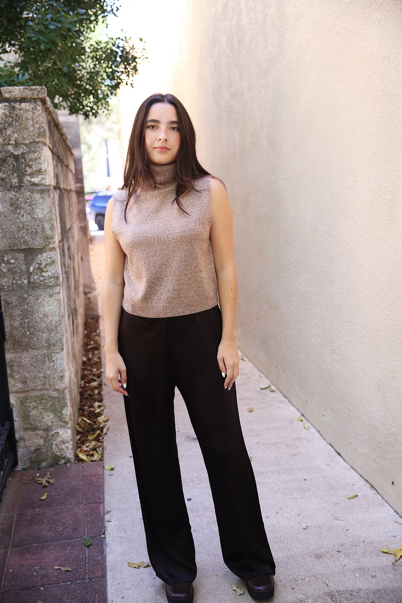 Zoe Sleeveless Cashmere/Wool Turtleneck Sweater