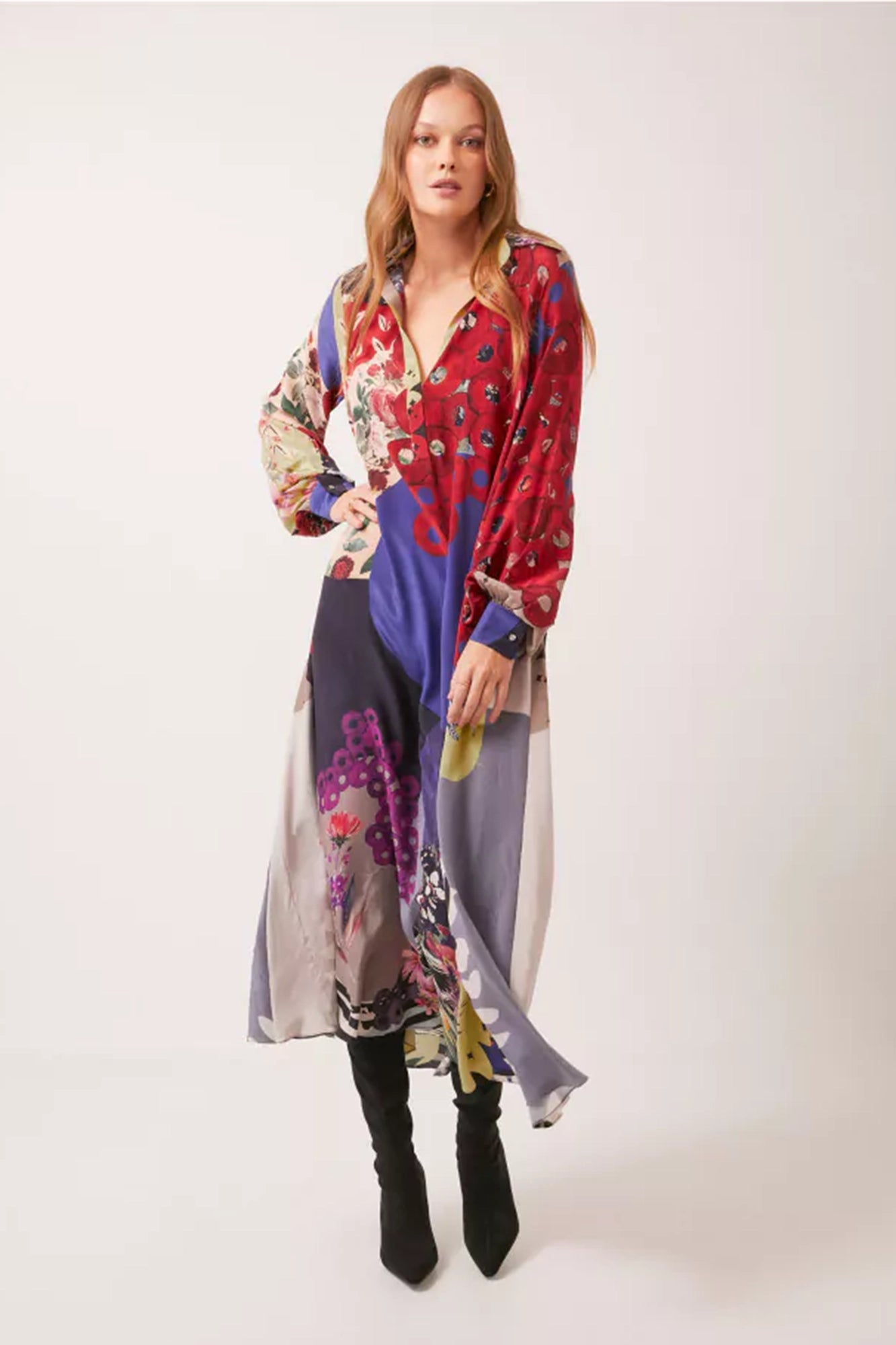 Vivid Bloom Silk Crepe Kaftan