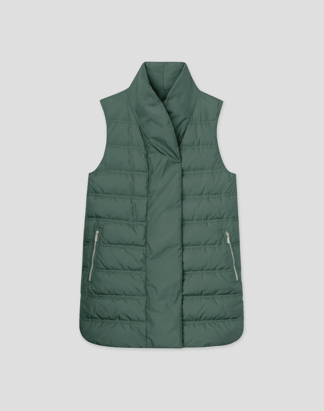 Recycled Tech Reversible Shawl Collar Down Vest Ivy Vine