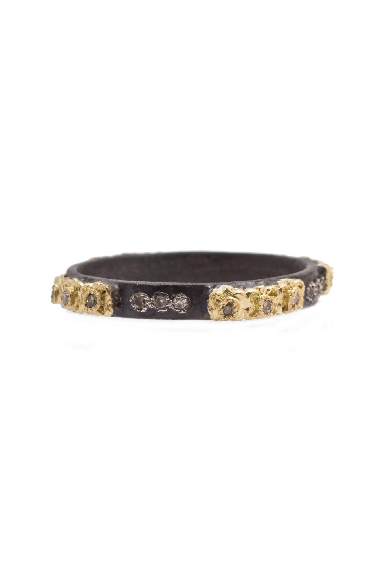 Old World Blackened Carved Stack Ring