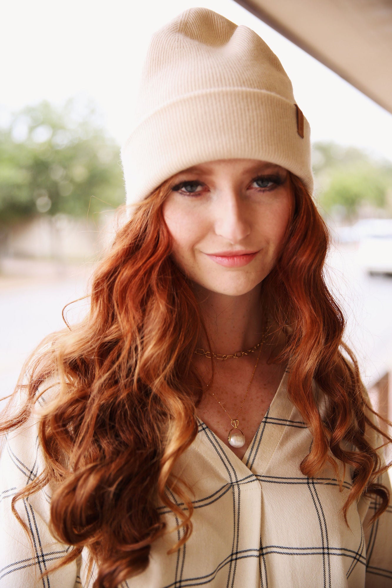 Cashmere Fine Rib Double Layer Cuff Knit Hat