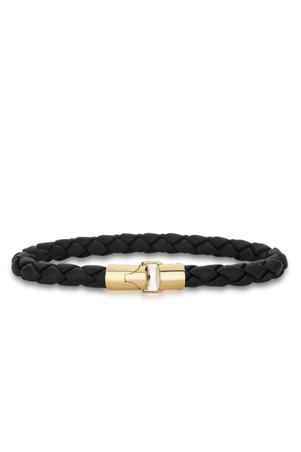 18:30 Tressed Natural Black Leather Bracelet