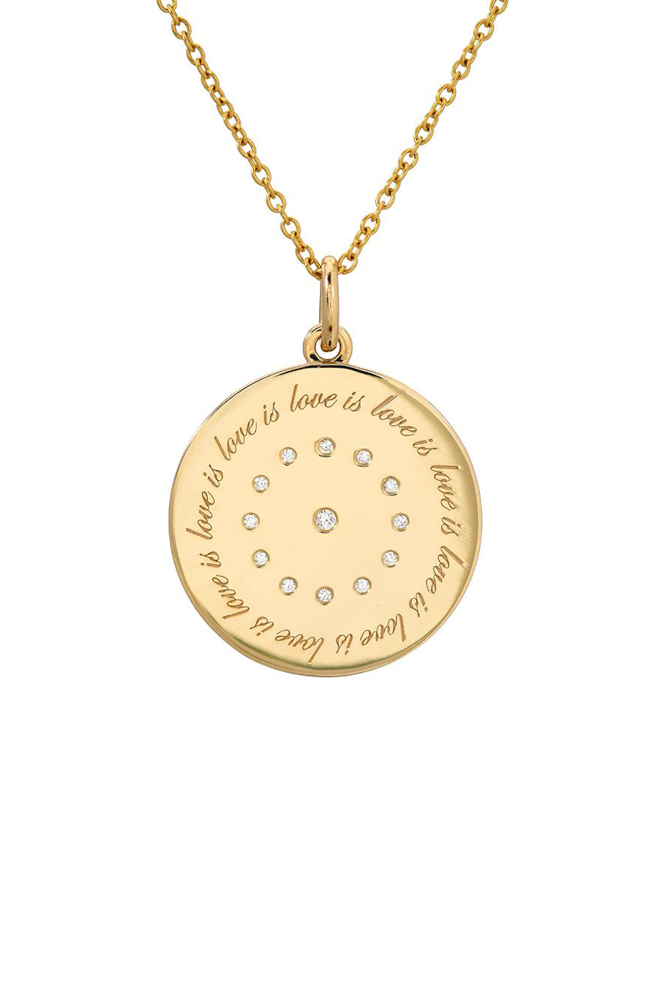 Love is Love Medallion on Small Rolo Chain Necklace