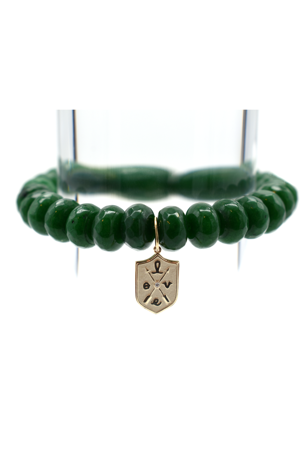 Love Script Dark Green Jade Bracelet