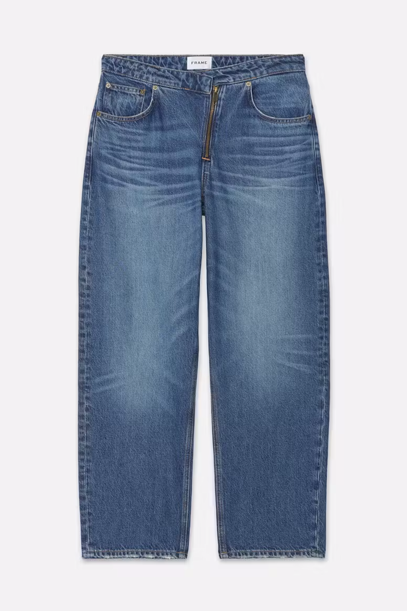 Angled Zipper Long Barrel Denim